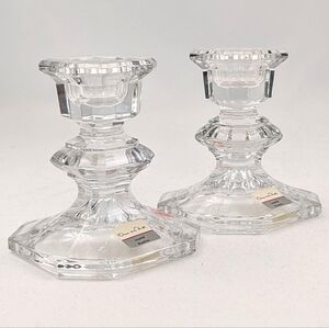 Oscar de la Renta Candle Holders Austrian Crystal Chapel Hill Vintage Pair NWT